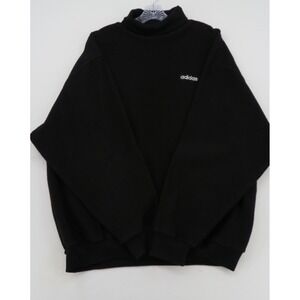 Vintage Adidas Fleece Sweatshirt Mens XL Black Mock Neck Pullover Embroidered